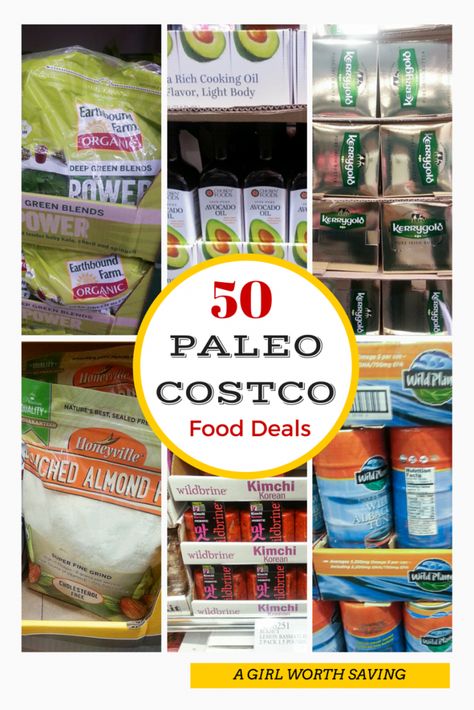 50 Paleo Costco Food Deals #paleo #costco // agirlworthsaving.net Costco Paleo Shopping List, Paleo Costco, Costco Food, Food Deals, Costco Meals, Costco Finds, Paleo Foods, Paleo Life, Paleo Lifestyle