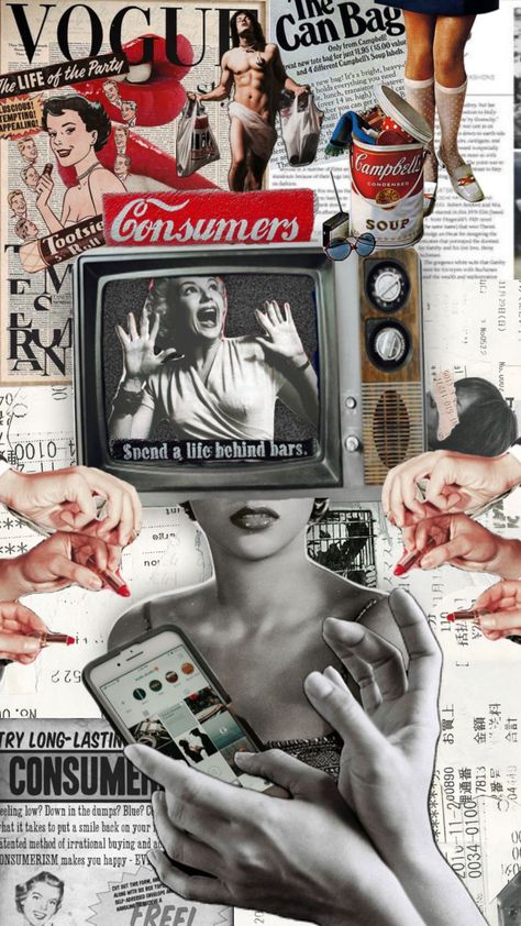 “creative consumerism” made this for a class i’m taking about creativity :) #collageart #creativity #consumerism #vintage Concept Photography, Iphone App Design, Collage Illustration, Class Projects, Diy Canvas Art, Diy Canvas, A Class, Art And Technology, Graphic Poster