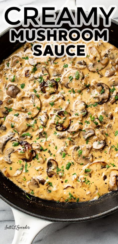 Easy Mushroom Sauce, Mushroom Recipes Healthy, Mushroom Sauce Recipe, Cream Sauce Pasta, Mushroom Cream Sauces, Cream Sauce Recipes, Creamy Mushroom Sauce, Creamy Mushrooms, Mushroom Sauce