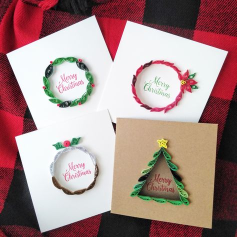 Paper Quilling Christmas Cards - Etsy Ireland Paper Quilling Christmas Cards, Christmas Seating Cards, Quilling Christmas Cards, Diy Quilling Christmas, Paper Quilling Christmas, Paper Quilling For Beginners, Paper Quilling Cards, Quilling Christmas, Paper Quilling Patterns