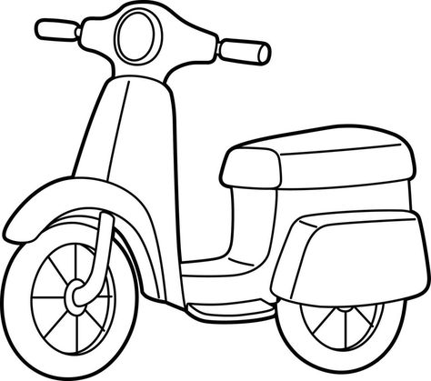 Scooter Coloring Page Isolated for Kids Scooty Bike Drawing, Motor Bike Drawing, Scooter Drawing, Road Drawing, Motor Art, Cars Coloring, Ohms Law, Bike Motor, Bike Drawing