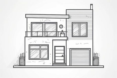 House drawing sketch diagram. | premium image by rawpixel.com Cool House Drawings, Dream House Sketch Easy, Easy House Sketch, House Design Drawing Easy, Dream House Drawing Easy, Easy Architecture Drawing, Modern House Drawing Sketches, Dream House Drawing Sketch, House Outline Drawing