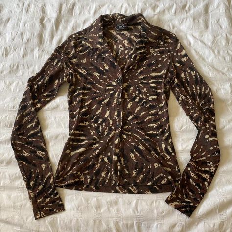 Kookai vintage brown mesh button up shirt Tight... - Depop Mesh Button Up Shirt, Mesh Button Up, Pink Paint, Study Style, Greenhouses, Vintage Button, Button Shirt, Metal Buttons, Vintage Brown