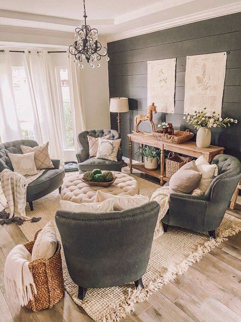 Farmhouse Sitting Room, Bohemian Farmhouse Living Room, Sitting Room Ideas Cozy, Wall Sitting, Small Sitting Rooms, Sitting Room Design, Bohemian Farmhouse, Room Refresh, Farmhouse Living