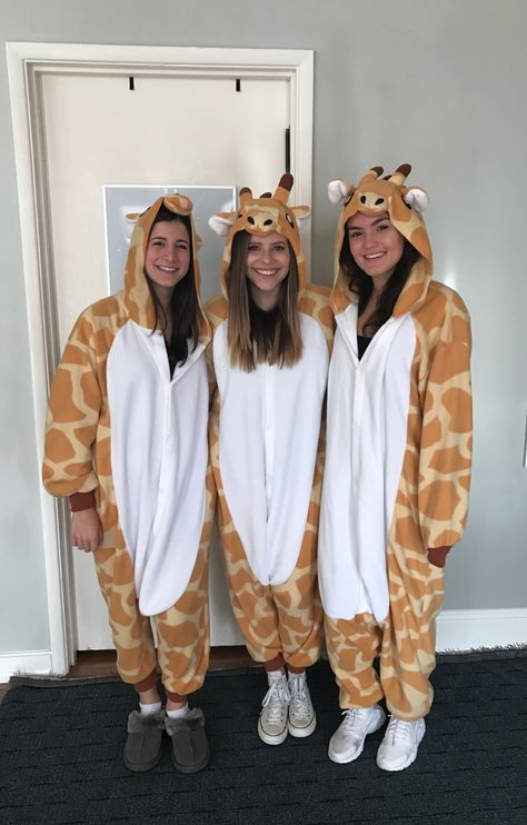 Pjs Halloween Costume, Trio Onsie Ideas, Onsie Halloween Costume Trio, Onesie Ideas Halloween, Onesie Halloween Costumes Group, 4 People Matching Halloween Costumes, Onesie Halloween Costumes Trio, Onsies Ideas Girl Halloween Teen, Halloween Onsies Costumes