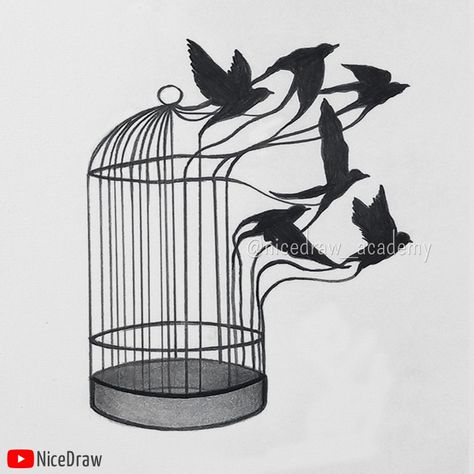 independence day drawing Birds In A Cage Drawing, Free Like A Bird Drawing, Bird Breaking Out Of Cage Tattoo, Birds Flying Out Of Cage Tattoo, Bird Leaving Cage Tattoo, Locked Up Drawing, Open Cage Tattoo, Caged Tattoo, Bird In A Cage Drawing