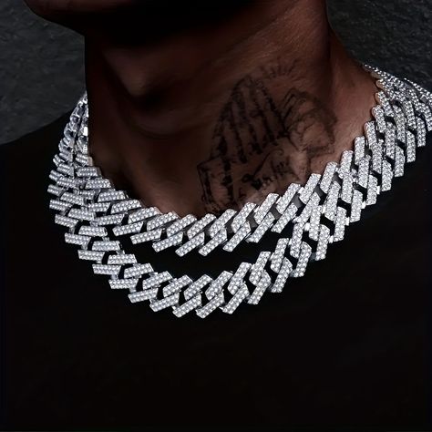 Faster shipping. Better service Bling Choker, Cuban Chain Men, Hip Hop Chains, Cuban Link Necklace, 16 Inch Necklace, Cuban Link Chain Necklaces, Mens Chain Necklace, Mens Jewelry Necklace, Jewelry Style