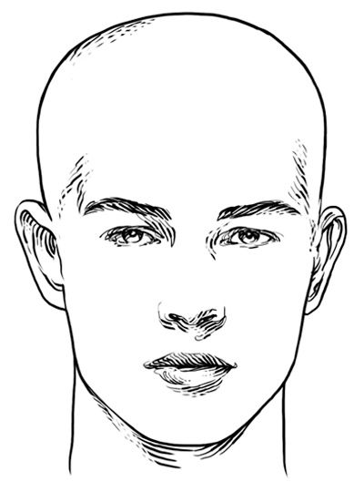 Diamond Face Shape - Men Male Face Shapes, Anatomy Head, Rectangle Face Shape, Rockabilly Makeup, Hairstyle Guide, Men Beards, Sketch Board, Round Face Men, Rectangle Face