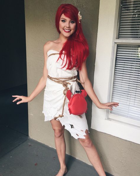 My Ariel on human legs costume made a huge splash at the halloween party! Red Head Halloween Costumes, Ariel Halloween, Ariel Halloween Costume, Creative Halloween Costume Ideas, Costume Concepts, Most Creative Halloween Costumes, Ariel Costumes, Ariel Cosplay, Clever Halloween