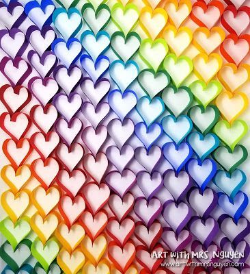 Construction Paper Crafts, Heart Rainbow, Colorful Hearts, Rainbow Room, Rainbow Hearts, Paper Chains, Rainbow Paper, Rainbow Crafts, Diy Papier