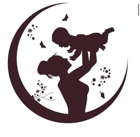 Mother And Child Drawing, Mothers Day Cartoon, Child Silhouette, Mothers Day Images, Mother Images, Afrique Art, Kids Background, Diy Wall Art Decor, Silhouette Clip Art