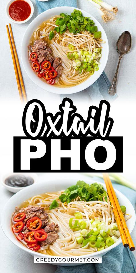 A Vietnamese noodle soup that will surely give you that tasty and phenomenal flavor which you will surely love. This recipe is composed of noodles, meat, vegetables, bean sprouts and stock for the soup. Cooking may take time, but it will surely be worth it. Enjoy this wonderful food with your family. #oxtailpho #oxtail #pho #vietnamesefood #vietnameserecipe #noodles #soup #noodlesrecipe #homecookedrecipes #bestfoodfeeds #homemaderecipes Oxtail Pho Recipe, Oxtail Pho, Vietnamese Noodle Soup, Ox Tail, Oxtail Soup, Pho Recipe, Noodles Soup, Bone Broth Recipe, Homecooked Meals