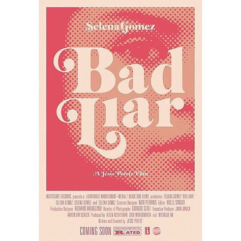 Pink Movie Poster, Selena Gomez Bad Liar, Selena Gomez Blonde Hair, Bad Liar Selena, Selena Gomez Poster, Female Artists Music, Dog Films, Bad Liar, Pink Movies