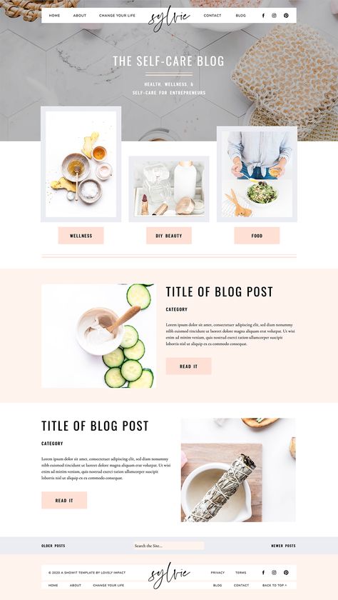 Blog Site Design Inspiration, Beauty Blog Website Design, Web Page Design Layout Templates, Health And Fitness Website Design, Lifestyle Blog Website Design, Website Design Inspiration Blog, Blog Homepage Design, Blog Page Layout, Blog Inspiration Design Layout