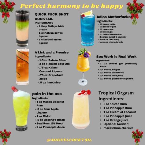 Cocktail Recipes Funny Names, Unique Alcoholic Drinks, Sweet Drinks Recipes, Bartender Drinks Recipes, Fruity Alcohol Drinks, Booze Drink, Fun Drinks Alcohol, Iced Drinks Recipes, Bartender Drinks