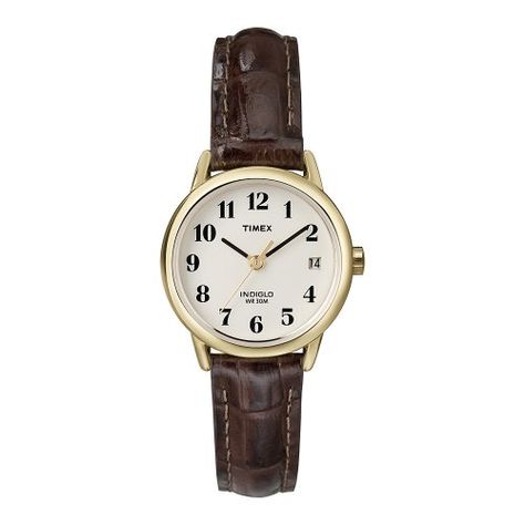 Timex Classic Ladies Watch with White Dial and Brown Leather Strap - T20071PF Timex http://www.amazon.co.uk/dp/B000PMFV5M/ref=cm_sw_r_pi_dp_fpVDwb1FKSFYE Leather Strap Watch Women, Timex Watch Women, Timex Indiglo, Brown Leather Strap Watch, Ice Watch, Watches Women Leather, Timex Watches, Bracelet Cuir, Brown Leather Strap