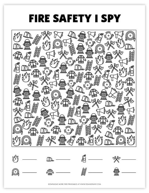 Fire Safety I Spy – Free Printable I Spy Games I Spy Firefighter, Fire Safety Kindergarten Free, Fire Safety Coloring Pages, I Spy Printables For Kids Free, Safety Games For Kids, Free Fire Safety Printables, Fire Safety Printables, Fire Safety Kindergarten, Fire Safety Games