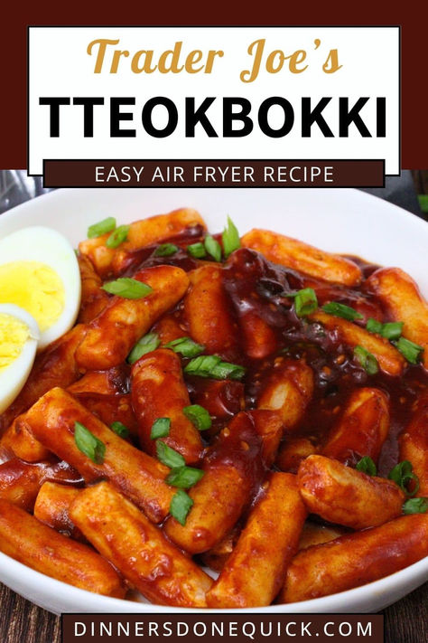 Craving a spicy, chewy treat? Try this easy Trader Joe’s Tteokbokki recipe made right in your air fryer! Perfect for a quick snack or a flavorful side dish, this Korean rice cake dish is loaded with a rich, spicy sauce that’s sure to satisfy. With just a few simple ingredients from Trader Joe’s, you can have this comforting dish ready in no time. Great for weeknights or when you’re short on time! #AirFryerTteokbokki #AirFryerRecipe #TraderJoesFinds #KoreanFood Korean Air Fryer Recipes, Air Fryer Rice Cakes, Trader Joes Recipes Easy, Korean Rice Cake Recipe, Tteokbokki Recipe Easy, Korean Rice Cakes, Tteokbokki Recipe, Trader Joes Snacks, Easy Korean Recipes