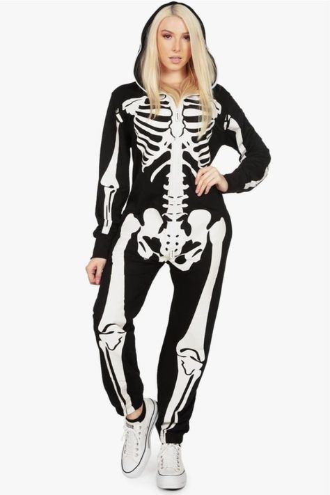 Skeleton Costume Women, Halloween Skeleton Costume, Home Halloween Costumes, Women Skeleton, Womens Onesie, Skeleton Halloween Costume, Bat Costume, Tipsy Elves, Costume For Women