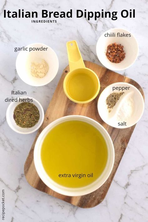 Italian Bread Dipping Oil | Recipe Pocket Garlic Oil For Bread, Recipes For 6 People, Italian Bread Dipping Oil, Chicken Leg Recipes Oven, Recipes With Chicken Meatballs, Bread Dipping Sauce, Bread Dips Recipes, Bread Dipping Oil Recipe, Dipping Oil Recipe