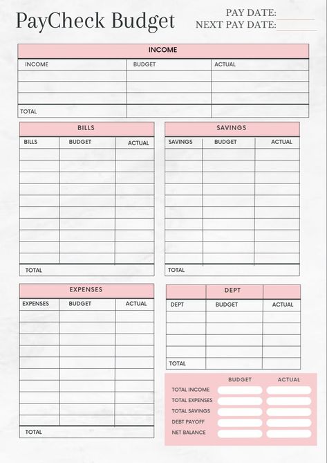 Paycheck Budget Planner | Printable Planner by  Jessica Chance Travel Budget Planner, Financial Budget Planner, Personal Budget Template, Personal Budget Planner, Printable Budget Worksheet, Weekly Budget Template, Free Budget Printables, Budget Calendar, Budget Template Free