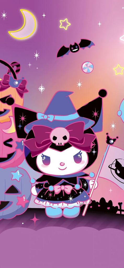 Kuromi And My Melody Laptop Wallpaper, Kuromi Fall Wallpaper, Halloween Cute Wallpaper Iphone, Kuromi Wallpaper Halloween, Koromiko Wallpaper, Phone Wallpaper Sanrio, Aesthetic Kuromi Wallpaper, Kuromi Halloween Wallpaper, Kuromi Phone Wallpaper