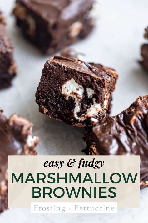 Brownies Topped With Marshmallows, Marshmellow Brownie Easy, Brownies With Marshmallow Mixed In, Box Brownies With Marshmallow, Brownies With Marshmallow, Marshmallow Brownies, Dairy Free Brownies, Brownie Frosting, How To Make Marshmallows