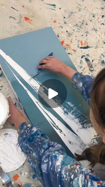 Sailboat Painting Acrylic, Boat Painting Abstract, Split Background, Boat Painting Acrylic, Country List, Sailing Painting, Video Asmr, Abstract Art Tutorial, Ocean Waves Painting