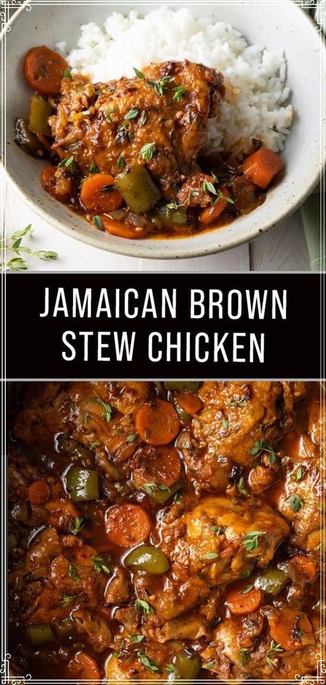 Stewed Chicken Jamaican, Jamaican Stew, Jamaican Brown Stew, Jamaican Brown Stew Chicken, Guyanese Food, Brown Stew Chicken, Stew Chicken, Brown Chicken, Oxtail Recipes