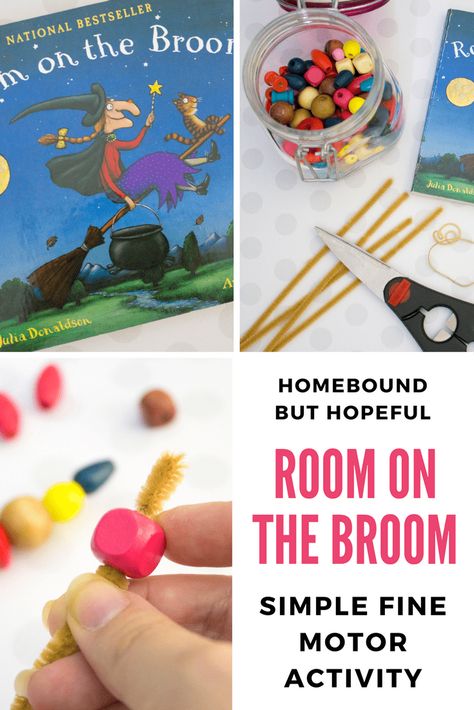 Room On The Broom Inspired Fine Motor Craft – Homebound But Hopeful Room On The Broom Craft Preschool, Room On A Broom Activities For Kids, Room On The Broom Craft, Room On A Broom, Halloween Storytime, Modern Kitchen Gadgets, Tableware Ideas, Room On The Broom, Fall Classroom