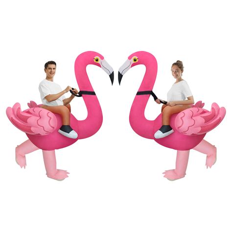 PRICES MAY VARY. 2 Packs in Package ! One size fits all from size 160cm(5'3") to 190cm (6'3") Material:High Quality polyster which is durable and waterproof. The Inflatable Flamingo Costume is equipped with a blower which requires 4 AA batteries(not included in package) or power bank to work. The Riding on Flamingo Inflatable Costume will be inflated whithin 1-2 minitues . Perfect for Halloween,Christmas,Birthday,,Valentine's Day. The costume is suitable for various occasions, such as park, outd Two People Halloween Costumes, Luau Christmas, Blow Up Halloween Costumes, Flamingo Inflatable, Flamingo Costume, Halloween Duos, Duo Costumes, Inflatable Costumes, Halloween Parade