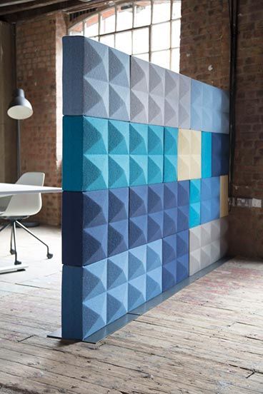 An interesting solution for dividing up a space - Open Concept Office, Office Screens, Office Dividers, Cool Office Space, Wall Paneling Diy, Modular Office, Space Dividers, Acoustic Design, Office Area