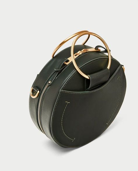 Image 3 of ROUND CROSSBODY BAG WITH METAL HANDLES from Zara Round Bags, Round Crossbody Bag, Round Purse, Diy Leather Bag, Minimalist Bag, Zara Bags, Round Bag, Round Leather, Van Cleef Arpels