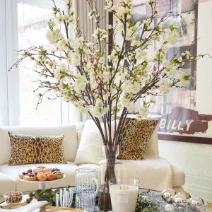 Luxury Faux Floral Arrangements | Diane James Dining Table Vase, Ashley Stark, Winter Flower Arrangements, Winter Floral Arrangements, Dining Room Console, Faux Branches, Winter Arrangements, Large Coffee Table, Christmas Flower Arrangements