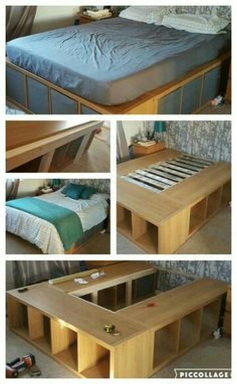 Platform Bed Diy, Diy Seng, Diy Platform Bed, Platform Bed With Storage, Remodel Bedroom, Ikea Hacks, Storage Bed, Diy Bed, Bedroom Storage