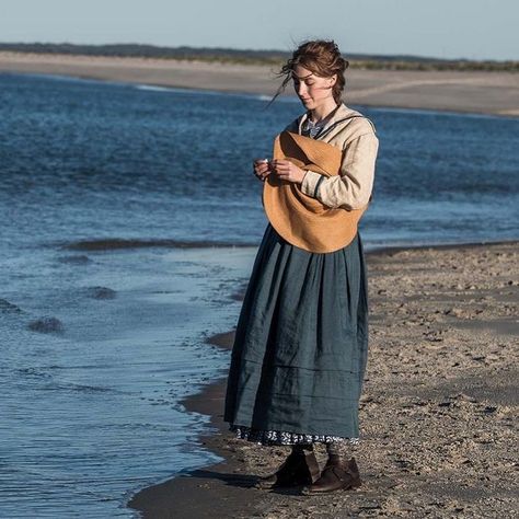 Allegory Of on Instagram: “Jo March (Saoirse Ronan) lingers on the beach, holding her hat, in a scene inspired by Winslow Homer’s High Tide painting. Costume design…” Costume Designer, Little Women, Own Style, Adaptation, 19th Century, Painter