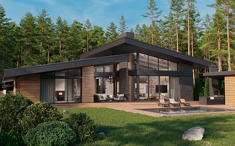 House Design Exterior, Architecture Model House, Minimal House Design, Bay House, Countryside House, Ranch Style Homes, House Front Design, Modern Architecture House, Architecture Visualization