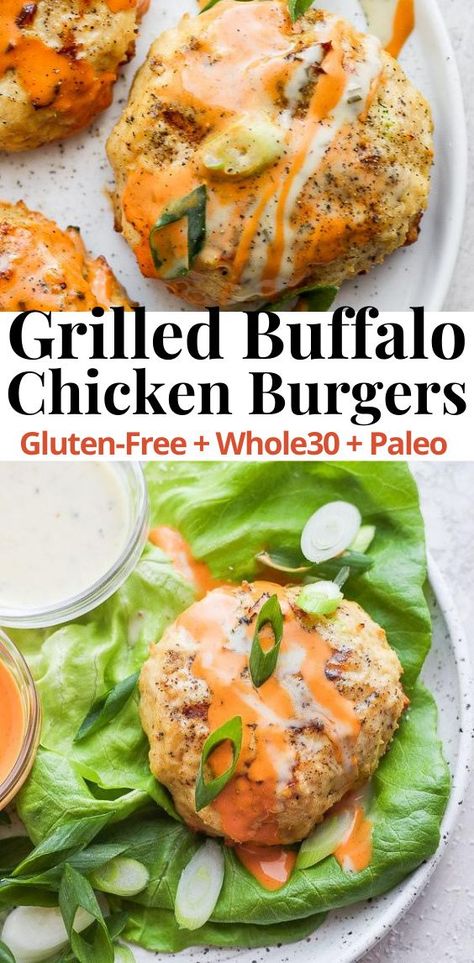 Buffalo Chicken Burgers, Ground Chicken Recipes, Health Dinner, Health Dinner Recipes, Ground Chicken, On The Grill, Whole 30 Recipes, Buffalo Chicken, Healthy Meal Prep