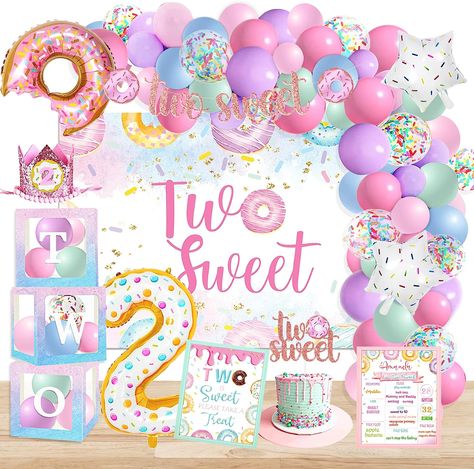 2nd Birthday Decorations For Girl, Ice Cream Birthday Party Decorations, Two Sweet Birthday Party, 2nd Birthday Decorations, Sweet Birthday Party, Two Sweet Birthday, Donut Birthday Parties, Second Birthday Ideas, Ice Cream Birthday Party