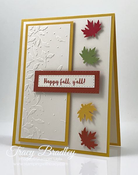 Stampin' Up! Autumn Punch Pack - Stamping With Tracy Christmas Banners Stampin Up Cards, Autumn Punch, Stampin Up Valentine Cards, Fall Cards Handmade, Thanksgiving Cards Handmade, Fall Greeting Cards, Gratitude Cards, Autumn Cards, Homemade Greeting Cards