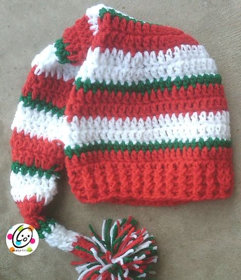 The Long Tail Stocking Hat was designed by Heidi Yates. This hat is crocheted with Medium Weight Yarn [4] and a 5 mm (H) or 5.5 mm (I) hook. Download the free PDF copy of this pattern in sizes Newborn, Toddler, Child, Teen, Adult and Adult Men. Crochet Stocking Cap, Crochet Elf Hat Pattern, Crochet Elf Hat, Crochet Santa Hat, Crochet Christmas Hats, Quick Projects, Crochet Stocking, Hat Patterns Free, Crochet Toddler