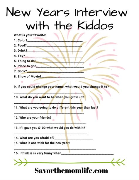 New Years Eve Interview with the Kids New Years Eve Science Experiments, New Years Interview For Kids, New Years With Kids, Family New Years Eve, New Years Eve Traditions, New Year's Eve Crafts, Kids New Years Eve, New Year's Eve Activities, New Years Eve Games