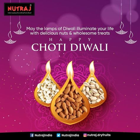 May this festival of lights sparkle your life & bless you with everlasting happiness & health. Bring home our savoury nutty treats to make the occasion even more special ! Happy Choti Diwali 🙂 To know more please visit www.nutraj.com #nutraj #nutrajindia #festiveseason #giftpacks #festivegifting #healthy #nuts #dryfruits #chotidiwali #happydiwali #diwaliwishes Happy Choti Diwali Images, Happy Choti Diwali, Diwali Creative, Choti Diwali, Diwali Design, Happy Holi Wishes, Diwali Poster, Happy Birthday Bestie, Treats To Make