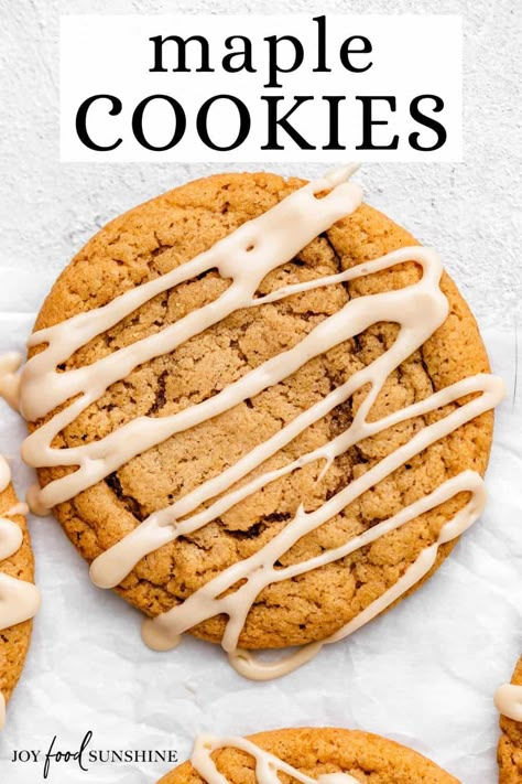 These Maple Cookies have crispy edges, chewy centers and a rich maple flavor. Topped with a delicious maple glaze, they're the perfect fall cookie! Maple Peanut Butter Cookies, Maple Cookies Recipe, Maple Syrup Cookies, Stew Dinner, Maple Cookies, Maple Recipes, Maple Glaze, Fall Cookies, Main Dish Salads