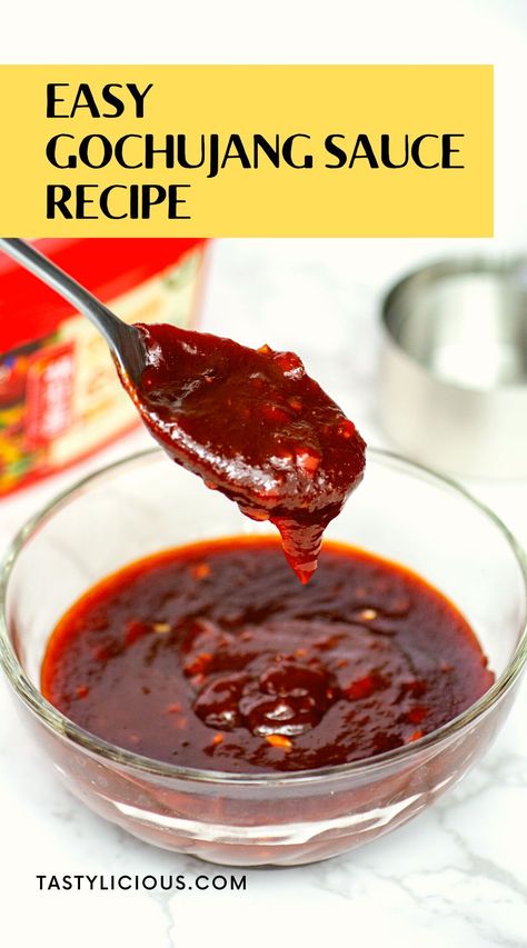 gochujang sauce for korean bbq | gochujang sauce uses | gochujang sauce ingredients | gochujang sauce recipe | gochujang sauce recipe for bibimbap | gochujang sauce for chicken | Easy Gochujang Sauce | homemade gochujang sauce recipe | how to make gochujang sauce | gochujang gochujang paste Asian Sauce Recipes, Szechuan Sauce, Gochujang Sauce, Asian Sauce, Homemade Sauce, Asian Cooking, The Sauce, Asian Dishes, Vegan Baking