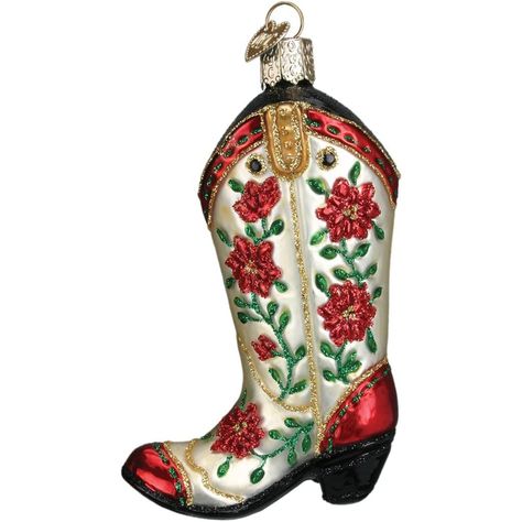 Boot Ornament, Christmas Cowboy, Old World Christmas Ornaments, Western Style Boots, Cowboy Christmas, Cowgirl Boot, Western Christmas, Ornament Hooks, The Cowboy