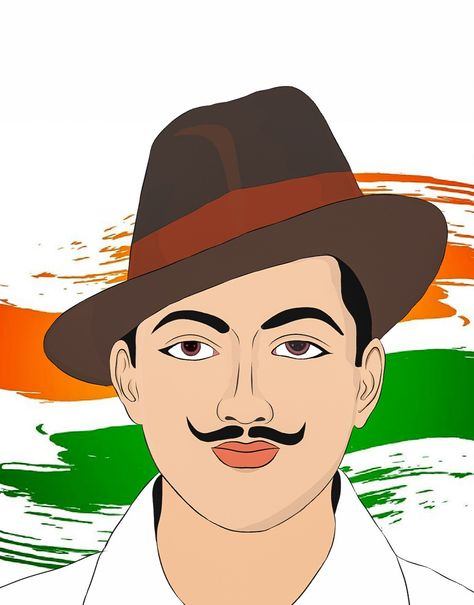 Here's a illustration of India's son, BHAGAT SINGH, a freedom fighter who sacrificed his life for the nation Bhagat Singh Clipart, Unsung Heroes Of India Drawing, Bhagat Singh Drawing Easy, Freedom Fighters Of India Drawing, Freedom Fighters Painting, Freedom Fighter Drawing, Freedom Fighters Drawing, Bhagat Singh Drawing, Hindi Project