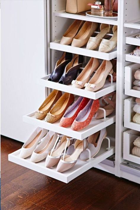 The Best IKEA Closets on the Internet | Who What Wear Ikea Closets, Ikea Closet Organizer, Bedroom Closet Storage, Ikea Closet, Walking Closet, Closet Shoe Storage, Dream Closet Design, Closet Design Layout, Walk In Closet Design