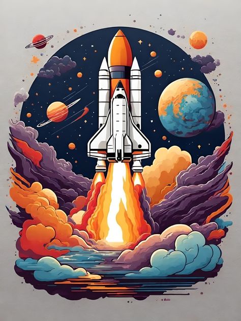 Tshirt Design Streetwear, Rocket Drawing, Spaceship Drawing, Graffiti Ideas, Astronaut Drawing, Art Competition Ideas, Educational Theories, Astronaut Illustration, Foto Cartoon