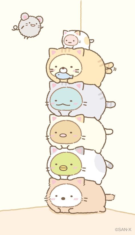 Sumikko gurashi animals in cat costumes Sumiko Gurashi, Summiko Gurashi, Sumikko Gurashi, Bear Bear, Rilakkuma, Kawaii Wallpaper, Kawaii Drawings, Cute Wallpaper, Cute Kawaii